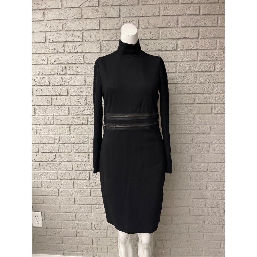 Carlisle Black Mock Neck Slim Fit Zipper Dress Size 4